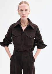Western Shirt in Suede - Chocolate - CO Collections